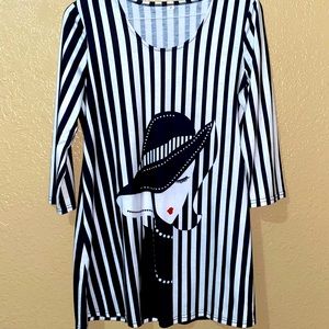 Striped Quarter Sleeve Dress